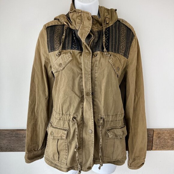 Coffee Shop Olive Green Jacket Southwestern Pattern M - Picture 4 of 8